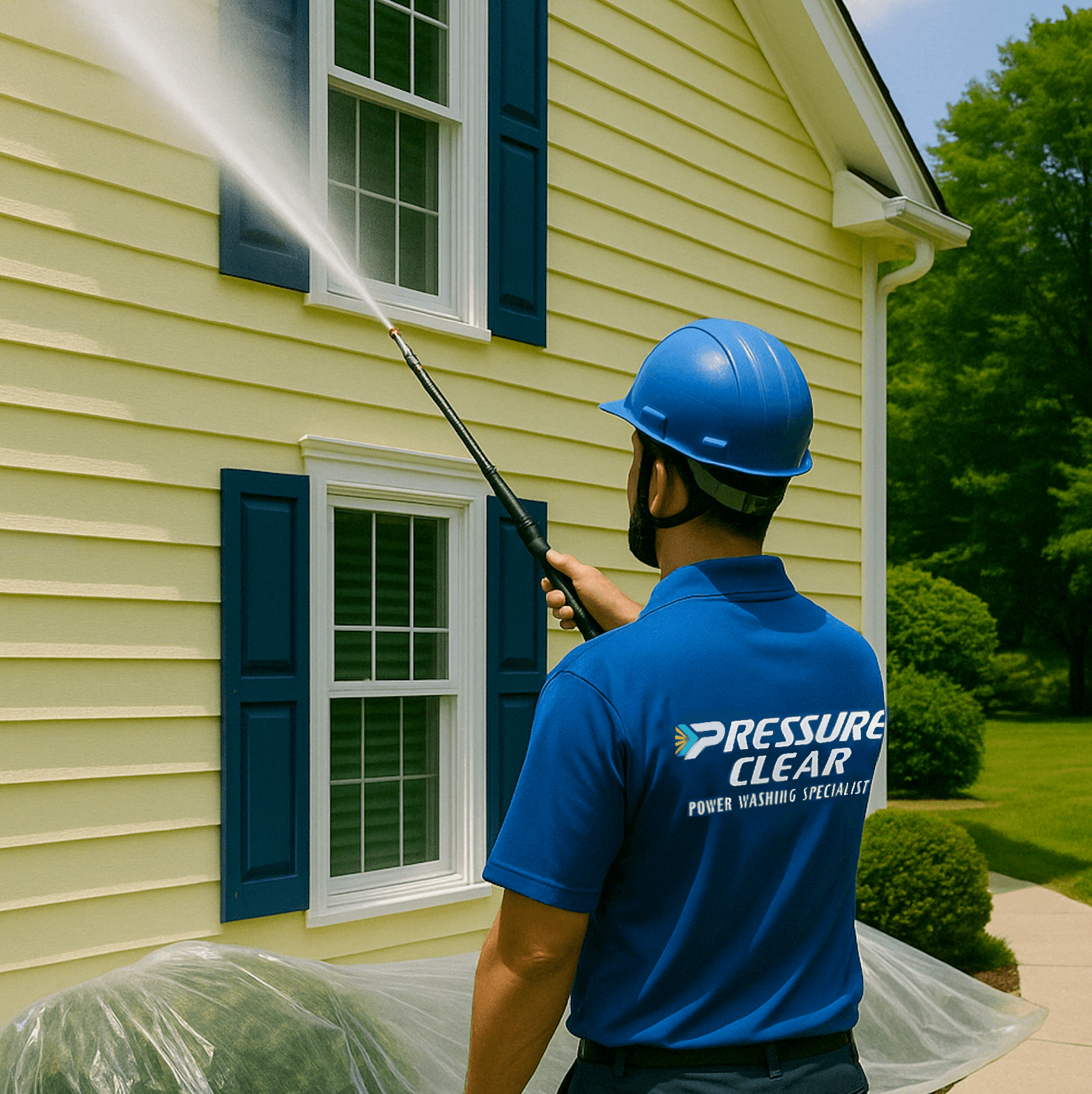 Vinyl siding cleaning in Westchester by Irvington NY Power Washing Company technician