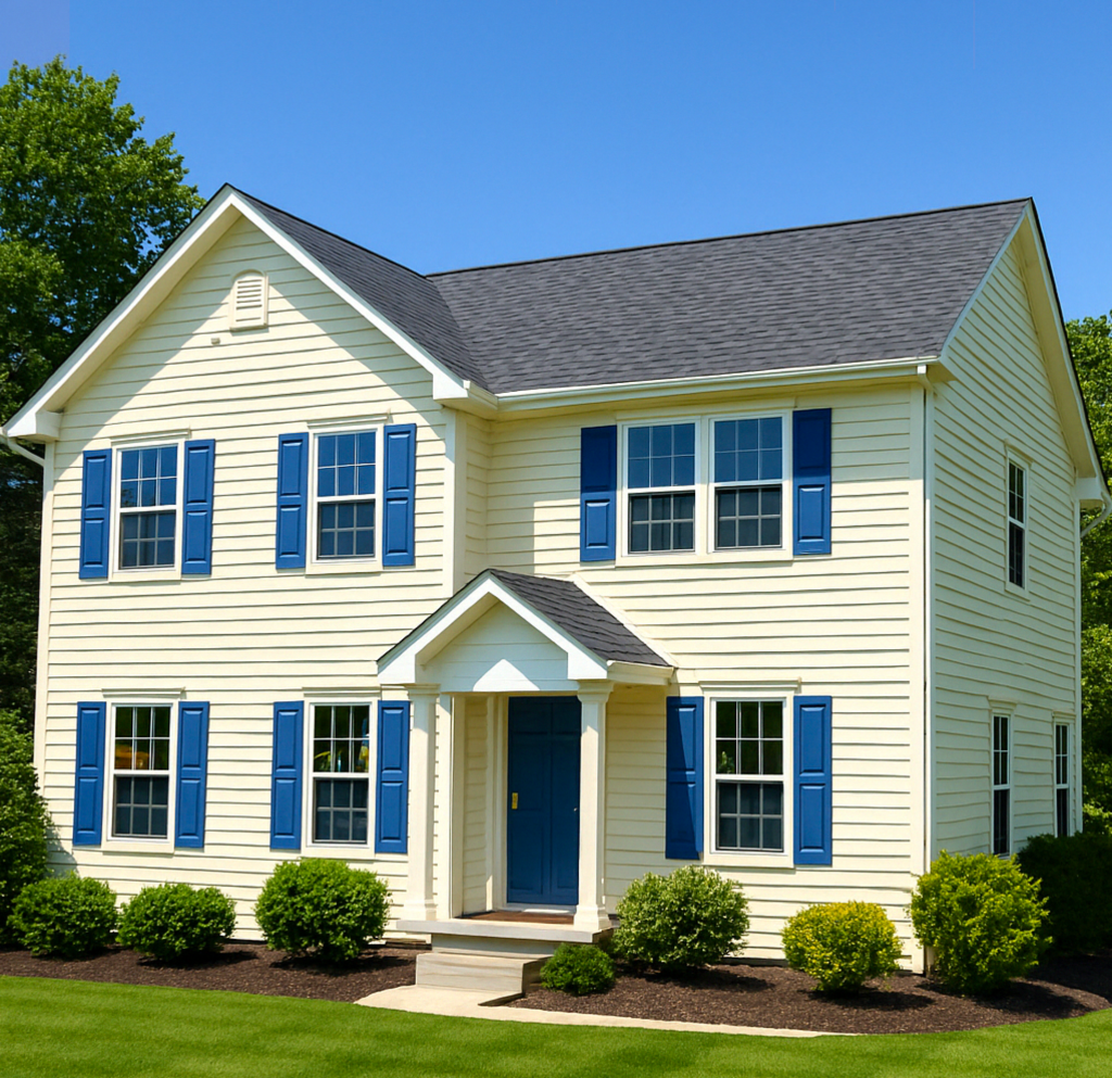 Clean yellow vinyl siding home in Westchester NY after expert pressure washing