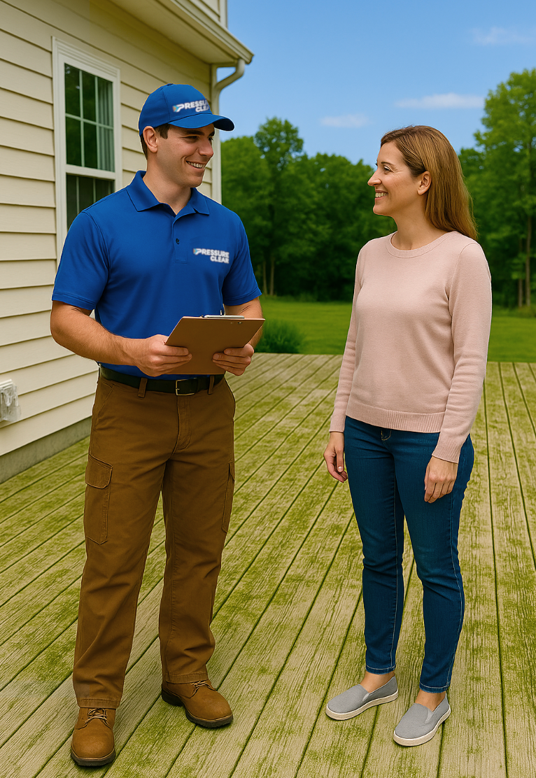 Consultation for deck power washing Westchester NY home