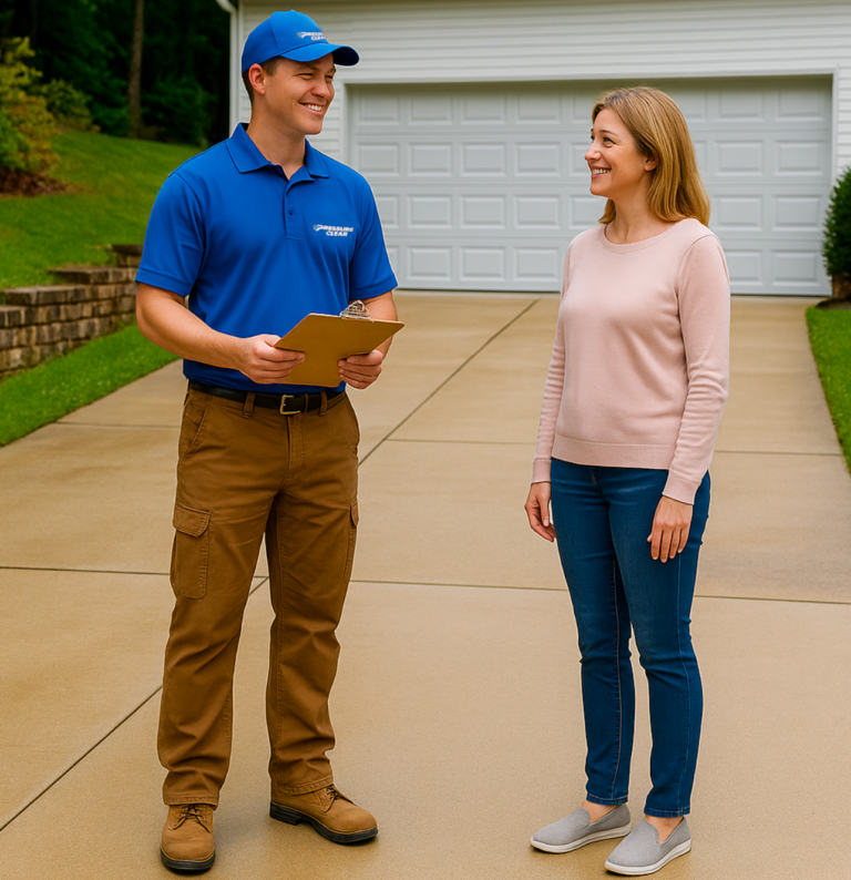 Driveway cleaning Westchester NY consultation with local technician.