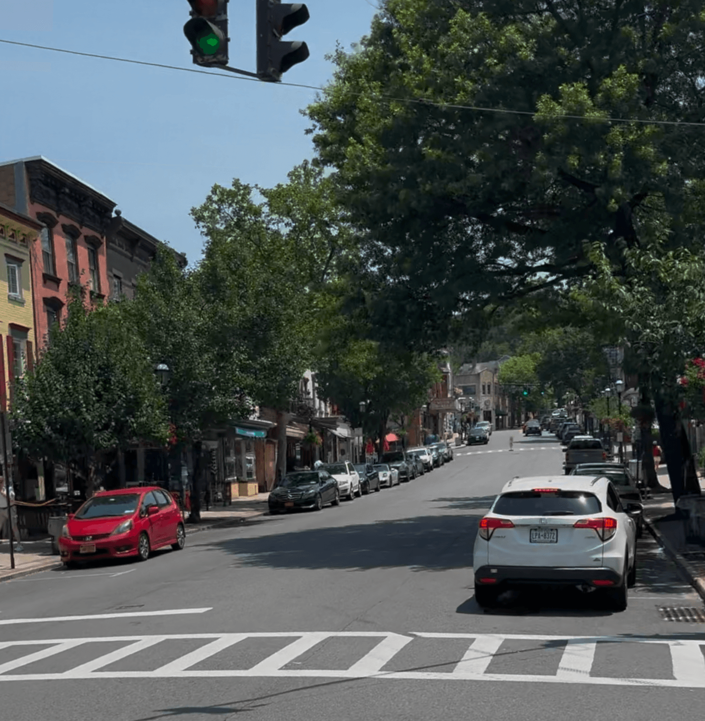 Main Street shops in Tarrytown NY near local power washing company