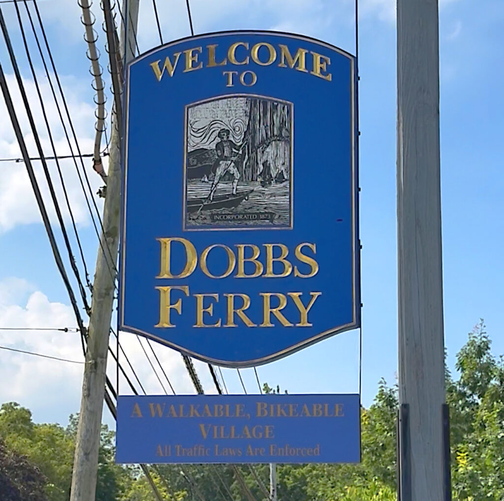 Welcome to Dobbs Ferry sign highlighting village entry for Dobbs Ferry NY power washing company