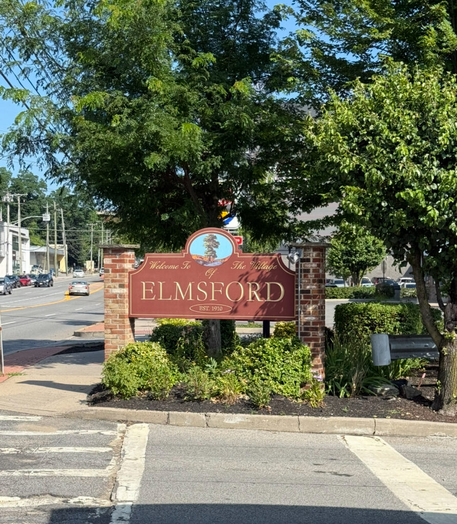 Welcome sign at the entrance of Elmsford