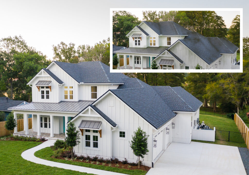 Before and after image of roof and siding cleaned by Sleepy Hollow NY power washing company