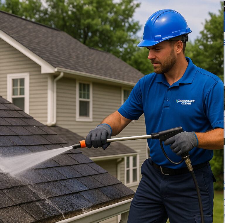 Safe soft washing on Sleepy Hollow NY home exterior using low-pressure cleaning.