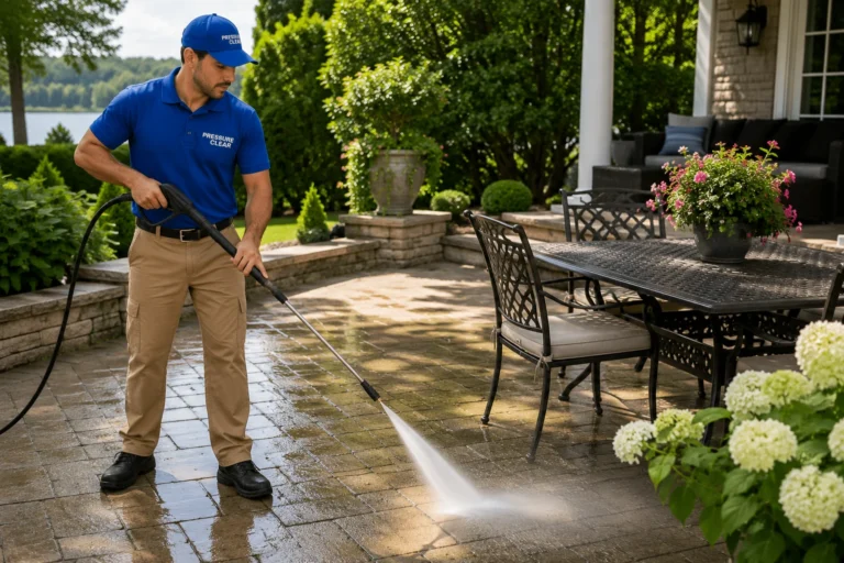Professional patio and outdoor living space cleaning services in Tarrytown, NY by Pressure Clear Power Washing.