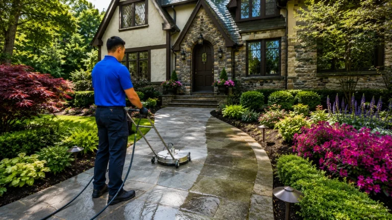 Concrete walkway power washing in Yonkers NY